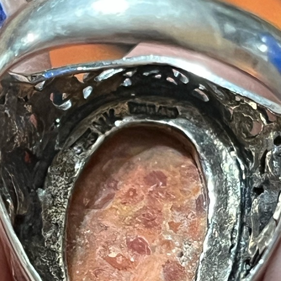 VTG NK Signed Sponge Coral Marcasite Sterling Silver 925 Size 9 3/4 Ring - Picture 8 of 9